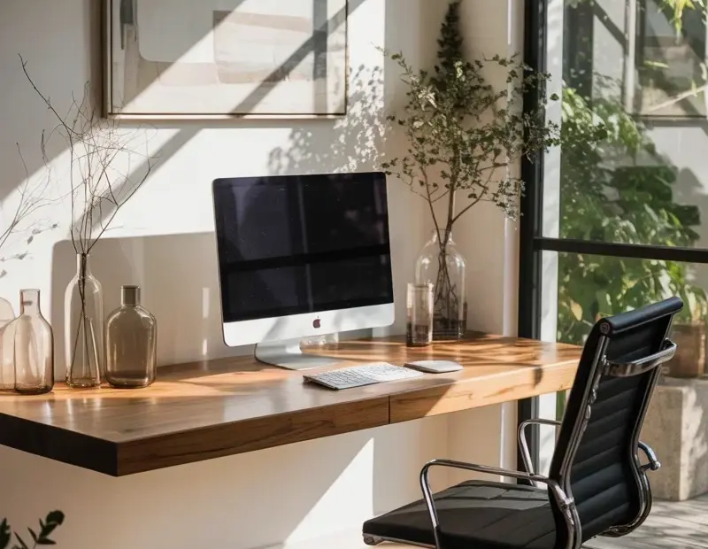 Before and after: my minimalist home office makeover with a floating desk and natural light