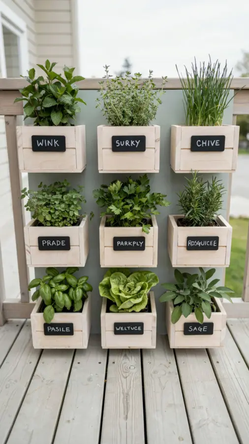 Minimalist Plant Crates Deck Garden | Rustic Small Space Ideas | Clean Outdoor Living