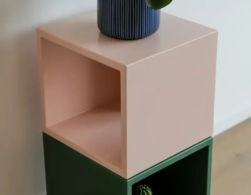Modern Minimalist Shelf Unit Before & After | Geometric 3-Tier Plant Shelf Styling