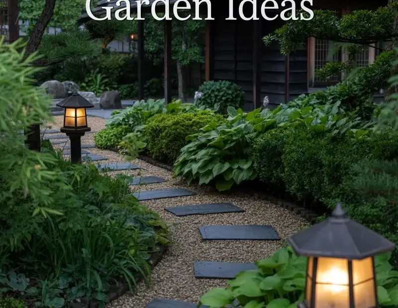Wabi Sabi Garden Ideas: A Curved Stone Path with Lanterns