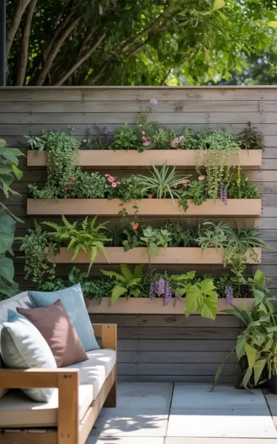 DIY Vertical Garden Wall with Wooden Slats - Easy Tiered Planter Tutorial
