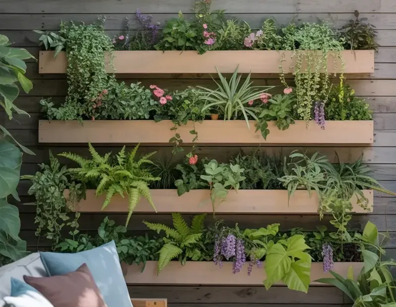 DIY Vertical Garden Wall with Wooden Slats - Easy Tiered Planter Tutorial