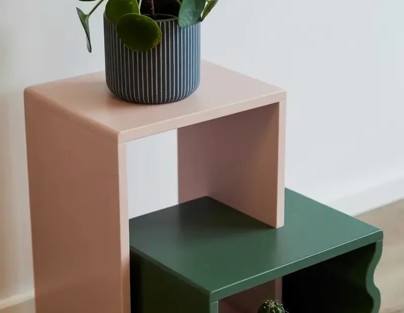 Geometric Shelf Unit Before & After | Minimalist Plant Shelf Decor Ideas
